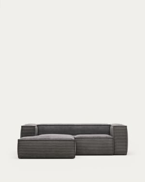 Blok 2-seater sofa with left chaise longue thick grey corduroy 240 cm