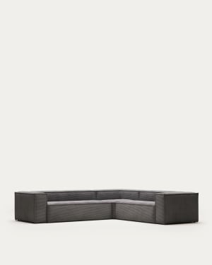 Blok 5-seater corner sofa thick grey corduroy 320 x 290 cm / 290 x 320 cm