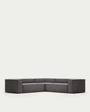 Blok 4-seater corner sofa thick grey corduroy 290 x 290 cm