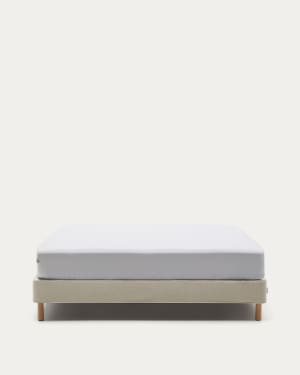 Ofelia base with beige removable cover and solid beech wooden legs for a 160 x 200 cm mattress
