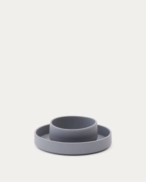 Lili plate and bowl set in blue silicone