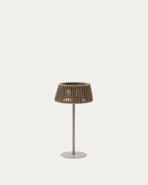 Aldet outdoor solar table lamp in grey rope cord