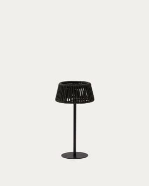 Aldet outdoor solar table lamp in green rope cord