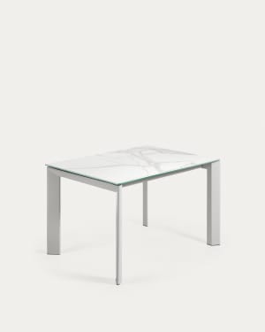 Axis porcelain extendable table in White Kalos finish with white legs 120 (180) cm