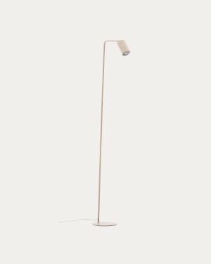Manie metal floor lamp with textured beige finish and UK adaptor