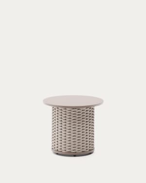 Table auxiliaire d’extérieur Sedalis en aluminium et corde taupe Ø 50 cm