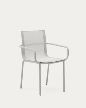 Galdana stackable outdoor chair made of aluminum with a light grey painted finish