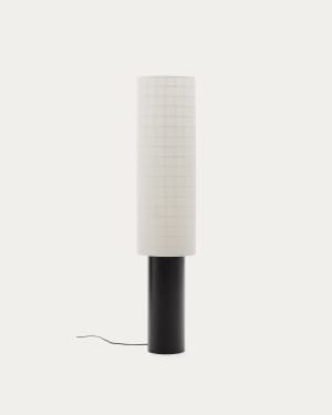 Dulan black metal floor lamp with cotton shade and UK adaptor