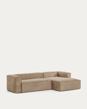 Blok 4-seater sofa with right chaise longue thick taupe corduroy 330 cm