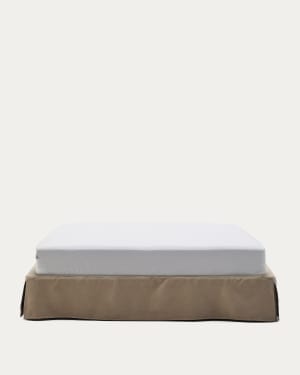 Jaira linen and cotton base with removable cover in taupe for a 180 x 200 cm mattress