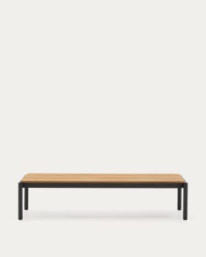 Sorells coffee table in gray aluminum and teak wood 63 x 144,6 cm FSC 100%