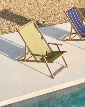 Vilara green outdoor folding deck chair made of FSC 100% solid acacia wood