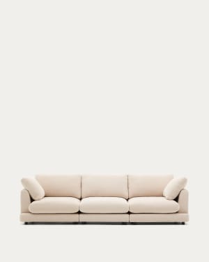 Sofa Gala 4-seater in beige chenille FSC Mix Credit 300 cm