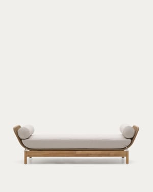 Catalina sun lounger, in beige cord and solid FSC 100% acacia wood