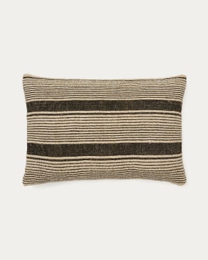 Uciel beige and black jute-embroidered cotton cushion cover 40 x 60 cm