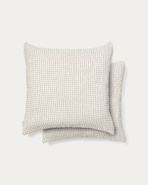 Mabile set of 2 blue striped jacquard cushions in 100% cotton 50 x 50cm