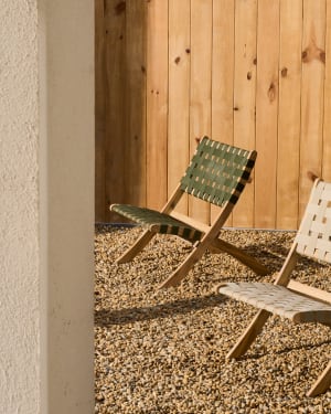 Fauteuil pliable Chabeli bois massif acacia et corde verte FSC 100 %
