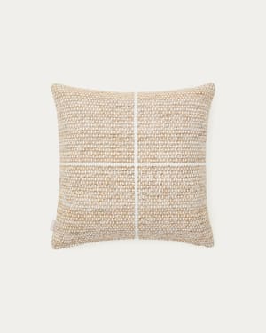 Cushion cover Nalian 100% PET with beige checks 45 x 45 cm