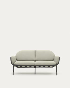 Canapé d'extérieur Joncols 2 places avec revêtement beige aluminium finition peinte grise 164 cm