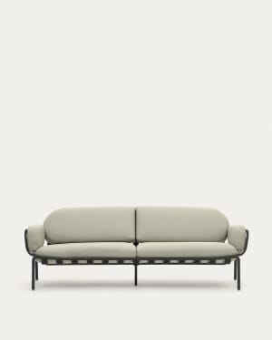 Canapé d'extérieur Joncols 3 places avec revêtement beige et aluminium finition peinte grise 225 cm