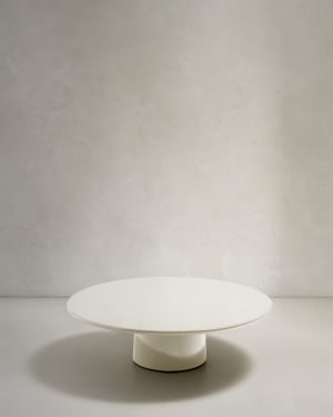 Albanella coffee table in cement with glossy white finish Ø110cm