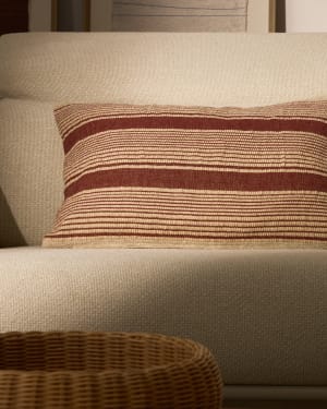 Uciel terracotta and beige jute-embroidered cotton cushion cover 40 x 60 cm