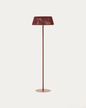Aldet outdoor solar floor lamp in terracotta rope cord Ø46cm