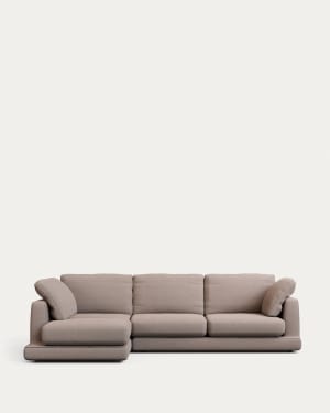 Gala 4-seater sofa with left chaise longue taupe, 300 cm