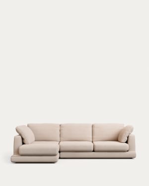 Gala 4-seater sofa with left chaise longue beige 300cm