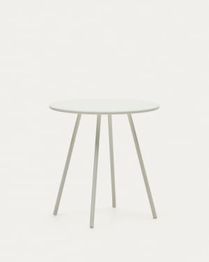 Montjoi round outdoor table in steel with a white finish, Ø 70 cm
