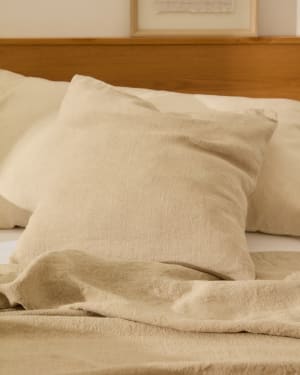 Tandi set of 2 beige 100% linen cushion covers 50 x 50cm
