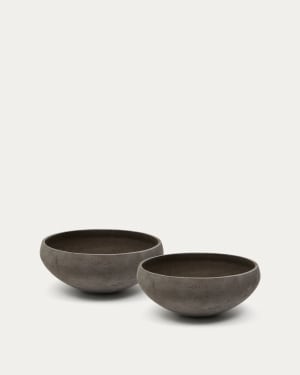 Set de 2 cache-pots Nura effet ciment couleur terracotta Ø55 cm