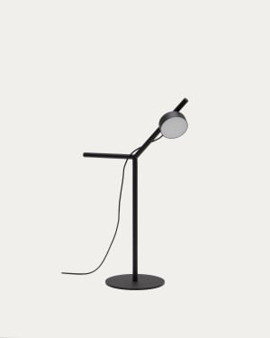 Orey black metal table lamp with multi-position spotlight and UK adaptor