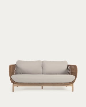 Canapé Catalina 3 places en corde beige et bois d'acacia 170 cm FSC