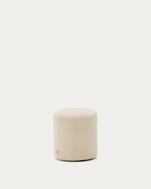 Kaeli footrest with removable cover in ecru bouclé Ø 43 cm