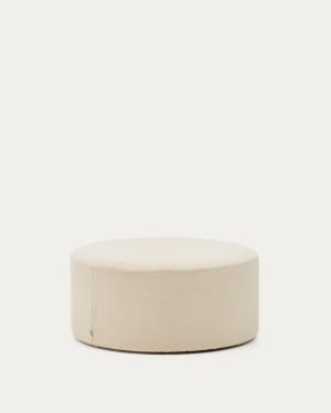 Kaeli footrest with removable cover in ecru bouclé Ø 90 cm