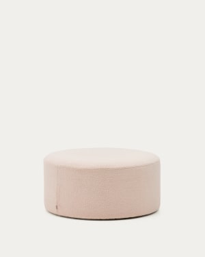 Kaeli footrest with removable cover in pink bouclé Ø 90 cm