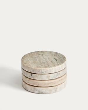 Zera set of 4 beige marble coasters