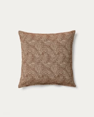 Junie cushion cover in brown and beige cotton jacquard 50 x 50 cm