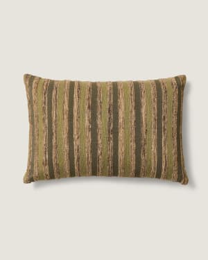 Dorevi green striped silk blend jacquard cushion cover 40 x 60cm