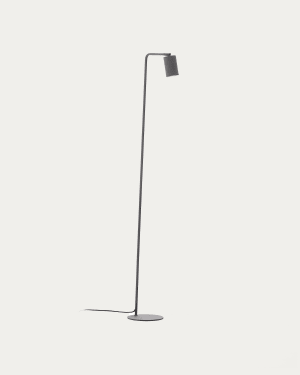 Manie metal floor lamp with dark grey cast-iron-effect finish and UK adaptor