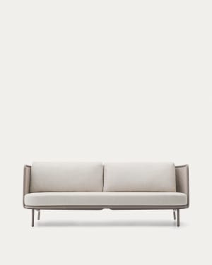 Canapé 3 places d’extérieur Sedalis en aluminium et corde taupe 210 cm