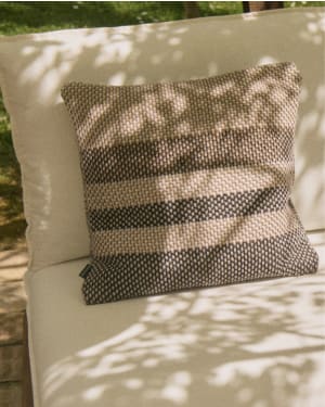 Cushion cover Lunet 100% PET with beige and blue stripes 45 x 45 cm