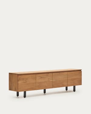 Szafka pod telewizor Uxue 4-drzwiowa z litego drewna akacjowego z bielonym wykończeniem 200 x 58 cm
