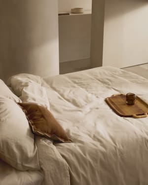 Simmel grey, cotton and linen duvet and pillow cover set, 90 cm bed