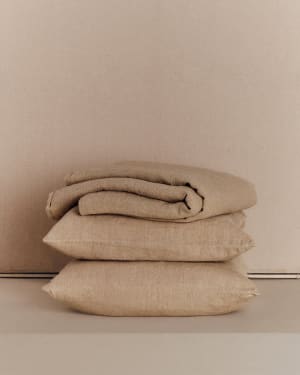 Tandi beige 100% linen bedspread for 90/135cm bed