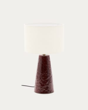 Drava table lamp in burgundy ceramic with cotton shade