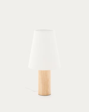 Marga table lamp made from solid rubber wood with natural finish