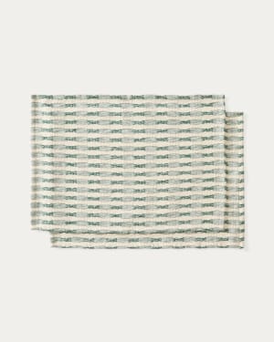 Set Coren mit 2 einzelnen Tischdecken aus 100 % Baumwolle mit kontrastierendem Jacquardmuster, Grün, 35 x 50 cm