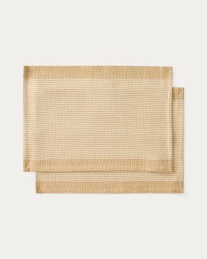 Ensemble Briven de 2 sets de table 100 % coton beige 35 x 50 cm